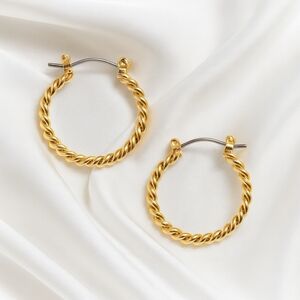 Elegant Twisted Wire Gold Hoop Earrings – Lightweight Textured Fashion Jewelry